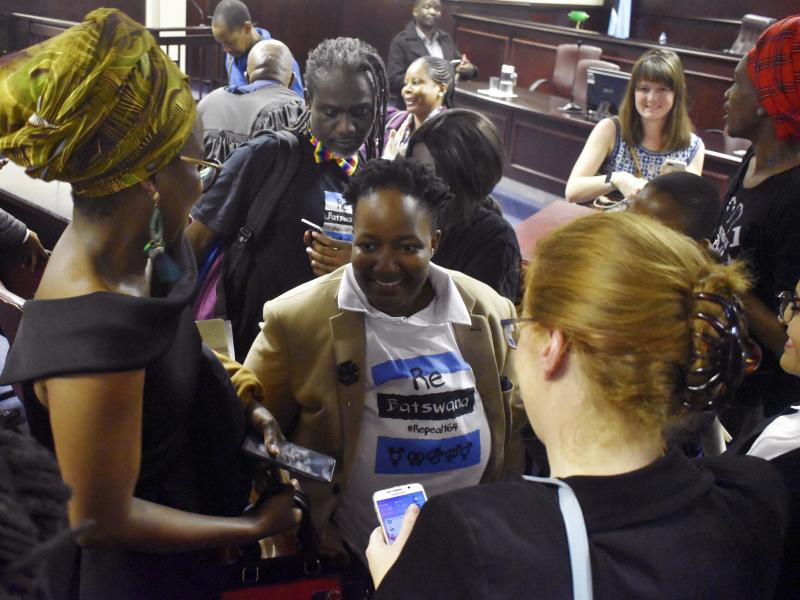The high court in Gaborone, Botswana, threw out the country's longstanding ban on same-sex relations Tuesday, setting off celebrations inside the courthouse. The high court in Gaborone, Botswana, threw out the country's longstanding ban on same-sex relations Tuesday, setting off celebrations inside the courthouse.