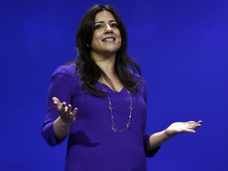 Reshma Saujani, founder and chief executive officer of Girls Who Code Inc., speaks during the International Business Machines Corp. (IBM) InterConnect 2017 conference in Las Vegas, Nevada, on March 21, 2017. IBM Reshma Saujani, founder and chief executive officer of Girls Who Code Inc., speaks during the International Business Machines Corp. (IBM) InterConnect 2017 conference in Las Vegas, Nevada, on March 21, 2017. IBM