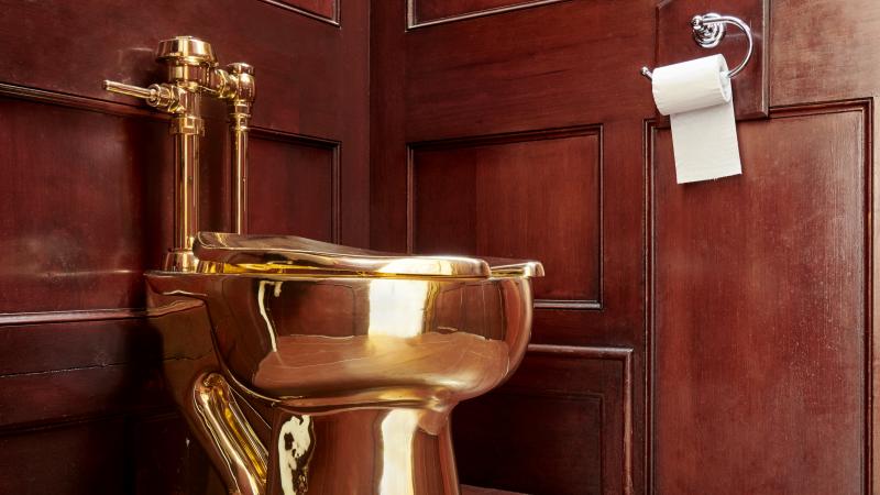 The toilet — worth, by some estimates, up to $1.25 million — was connected to the plumbing in the Blenheim Palace. The toilet — worth, by some estimates, up to $1.25 million — was connected to the plumbing in the Blenheim Palace.