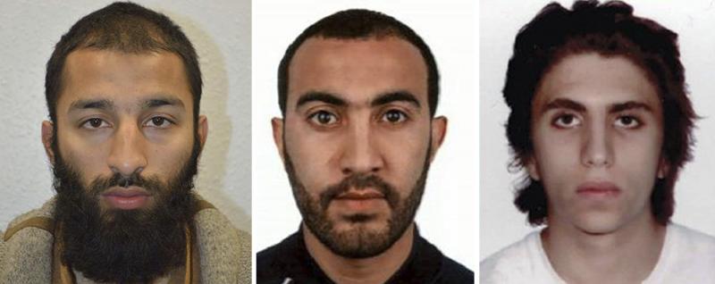 Khuram Shazad Butt (from left), Rachid Redouane and Youssef Zaghba have been named as the attackers in Saturday's attack at London Bridge. Khuram Shazad Butt (from left), Rachid Redouane and Youssef Zaghba have been named as the attackers in Saturday's attack at London Bridge.