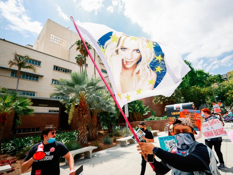 #FreeBritney activists protest outside the courthouse in Los Angeles during a conservatorship hearing on April 27. #FreeBritney activists protest outside the courthouse in Los Angeles during a conservatorship hearing on April 27.