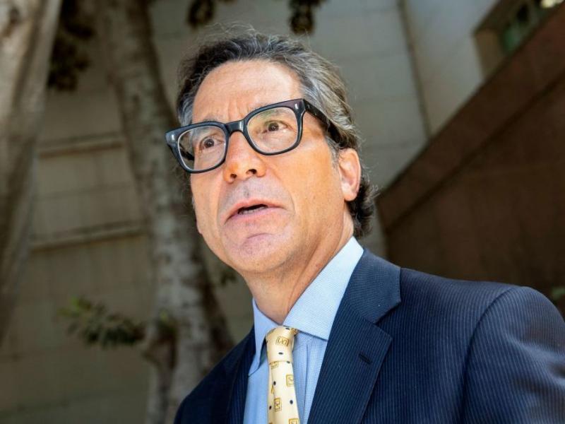 Britney Spears' recently hired lawyer, Mathew Rosengart, speaking to reporters outside the Los Angeles County Courthouse on July 19. Britney Spears' recently hired lawyer, Mathew Rosengart, speaking to reporters outside the Los Angeles County Courthouse on July 19.
