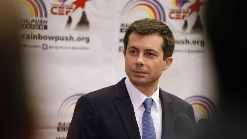 South Bend, Ind., Mayor Pete Buttigieg speaks during a news conference at the Rainbow PUSH Coalition Annual International Convention in Chicago on Tuesday. South Bend, Ind., Mayor Pete Buttigieg speaks during a news conference at the Rainbow PUSH Coalition Annual International Convention in Chicago on Tuesday.