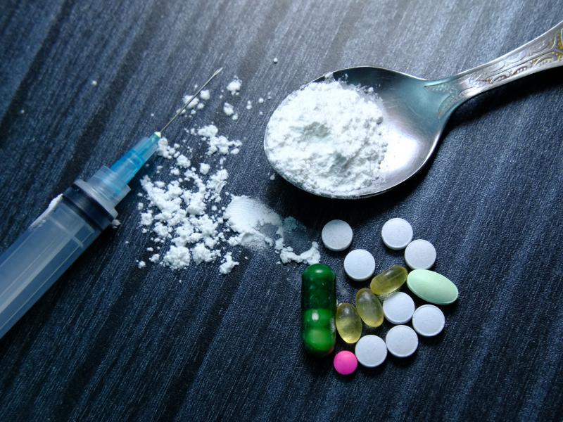 Hard drugs on table. Hard drugs on table.