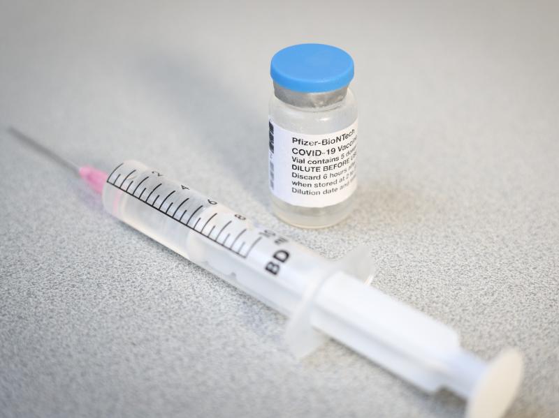 A Pfizer-BioNTech COVID-19 vaccine vial and syringe. An advisory panel to the Centers for Disease Control and Prevention has recommended that the Pfizer-BioNTech vaccine be administered to children ages 12 to 15. A Pfizer-BioNTech COVID-19 vaccine vial and syringe. An advisory panel to the Centers for Disease Control and Prevention has recommended that the Pfizer-BioNTech vaccine be administered to children ages 12 to 15.