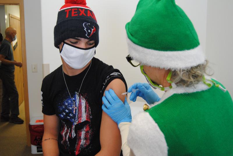 Gene Bracegirdle is relieved to get his first dose of the vaccine recently in rural Colorado. Gene Bracegirdle is relieved to get his first dose of the vaccine recently in rural Colorado.