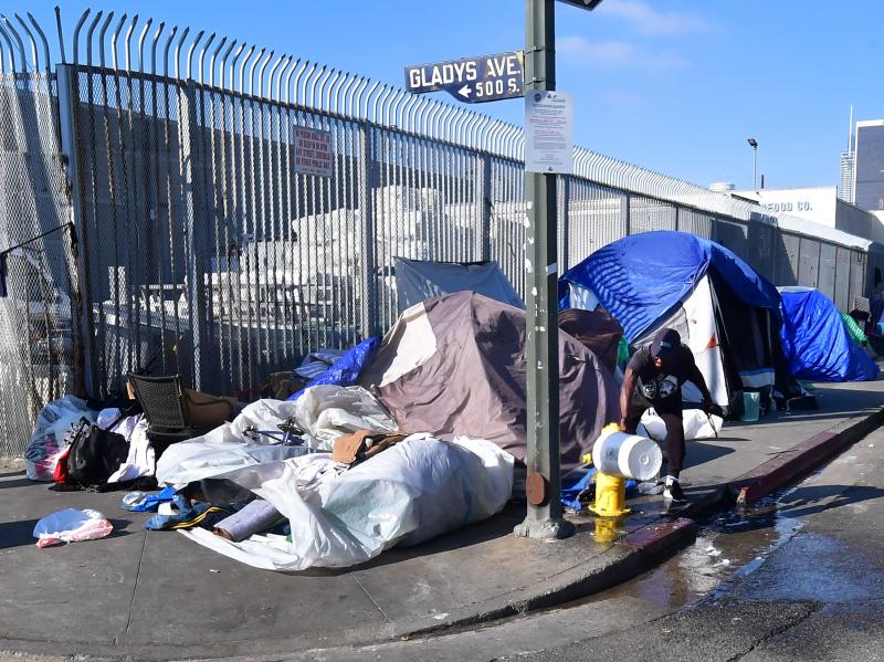 Tents line a street in Los Angeles on Jan. 8. California Gov. Gavin Newsom said his state budget will include more than $1 billion directed toward homelessness in response to a growing crisis on the streets on California's major cities. Tents line a street in Los Angeles on Jan. 8. California Gov. Gavin Newsom said his state budget will include more than $1 billion directed toward homelessness in response to a growing crisis on the streets on California's major cities.