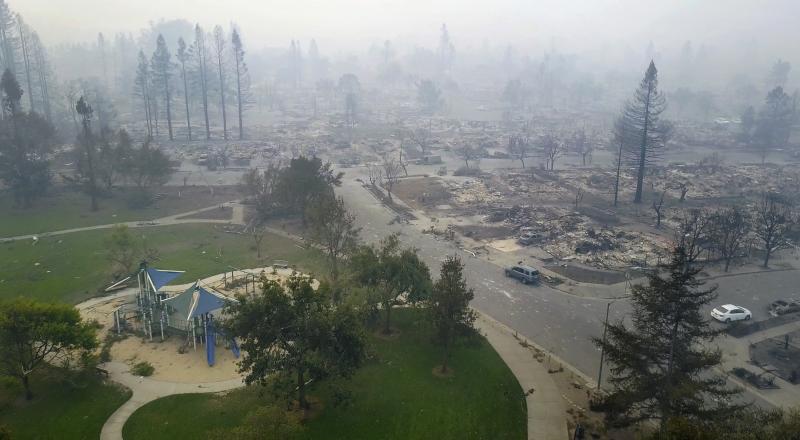 In Santa Rosa, a playground stands across the street from where recent wildfires reduced homes to rubble. In Santa Rosa, a playground stands across the street from where recent wildfires reduced homes to rubble.