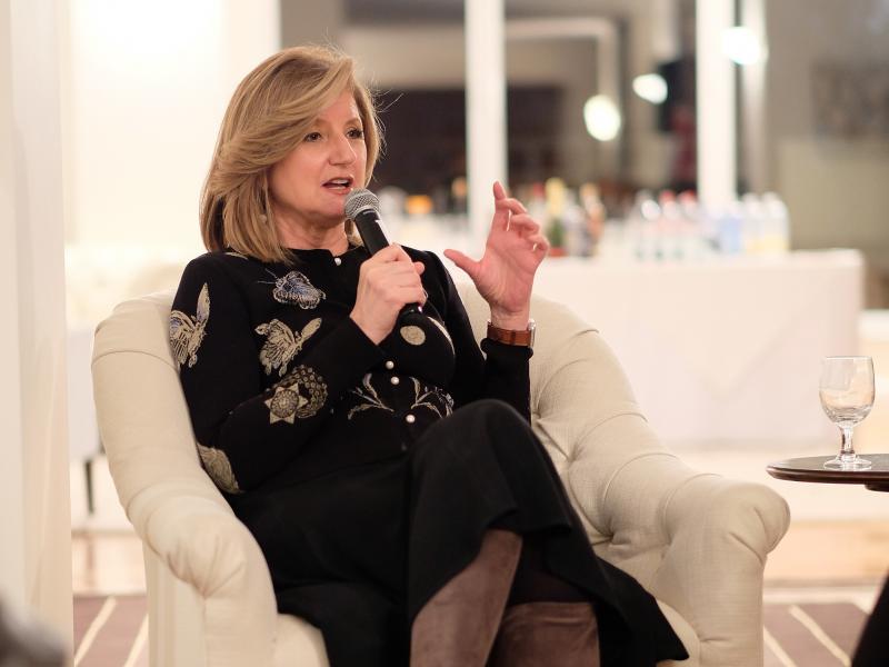Ariana Huffington speaks on stage during a conference in 2016 in New York City. She's taking a bigger role at Uber. Ariana Huffington speaks on stage during a conference in 2016 in New York City. She's taking a bigger role at Uber.