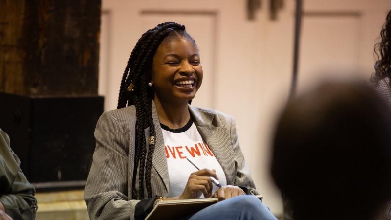 Khadijah Ameen, 29, a woman who voted for Hillary Clinton in 2016, was among the participants of a weekend-long workshop with a dozen people of varying political views. Khadijah Ameen, 29, a woman who voted for Hillary Clinton in 2016, was among the participants of a weekend-long workshop with a dozen people of varying political views.