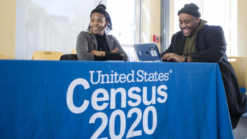Chris Worrell jokes with Teresa Jefferson while applying for a 2020 census job in Boston in February before the COVID-19 pandemic. Based on government records, the Census Bureau estimates the U.S. population has grown by as much as 8.7% since 2010. Chris Worrell jokes with Teresa Jefferson while applying for a 2020 census job in Boston in February before the COVID-19 pandemic. Based on government records, the Census Bureau estimates the U.S. population has grown by as much as 8.7% since 2010.
