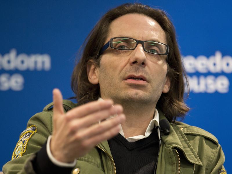 Jean-Baptiste Thoret, Charlie Hebdo's film critic, speaks at a news conference in Washington on May 1. Thoret will receive, on behalf of Charlie Hebdo, the PEN American Center's Freedom of Expression Courage Award in New York on Tuesday. Jean-Baptiste Thoret, Charlie Hebdo's film critic, speaks at a news conference in Washington on May 1. Thoret will receive, on behalf of Charlie Hebdo, the PEN American Center's Freedom of Expression Courage Award in New York on Tuesday.
