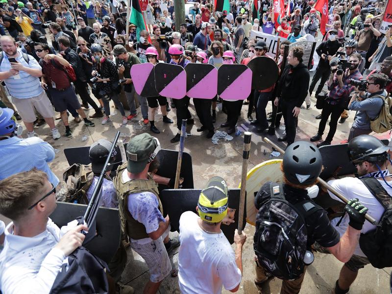 Following the weekend's violent clashes around a white nationalist demonstration in Charlottesville, Va., some are asking what authorities could have done differently. Above, demonstrators and counter-protestors face off at the entrance to Emancipation Pa Following the weekend's violent clashes around a white nationalist demonstration in Charlottesville, Va., some are asking what authorities could have done differently. Above, demonstrators and counter-protestors face off at the entrance to Emancipation Pa