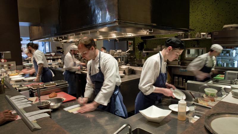 Chef Eric Ziebold (center left) works with his kitchen staff at CityZen in Washington, D.C., in 2012. CityZen closed in 2014 when Ziebold left to open his own restaurant. Chef Eric Ziebold (center left) works with his kitchen staff at CityZen in Washington, D.C., in 2012. CityZen closed in 2014 when Ziebold left to open his own restaurant.