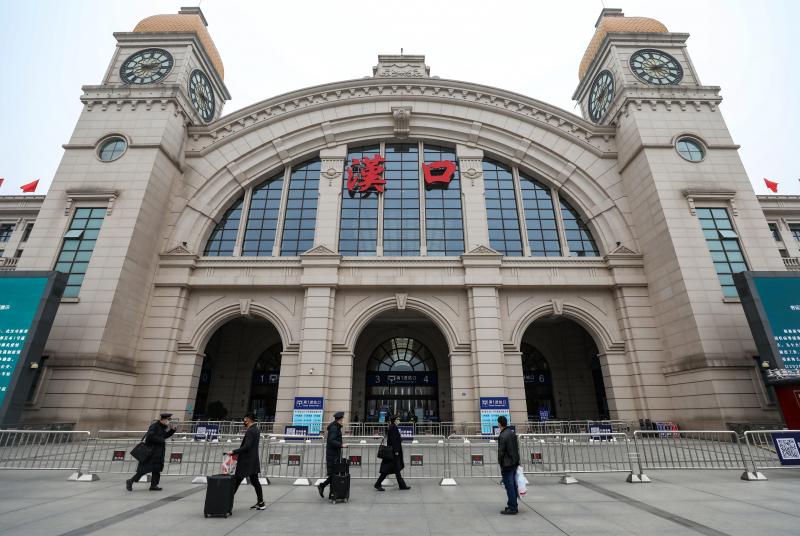 The Hankou Railway Station in Wuhan, China, was closed as part of a shutdown of public transportation — an effort to control the spread of what's being called the Wuhan coronavirus. The Hankou Railway Station in Wuhan, China, was closed as part of a shutdown of public transportation — an effort to control the spread of what's being called the Wuhan coronavirus.