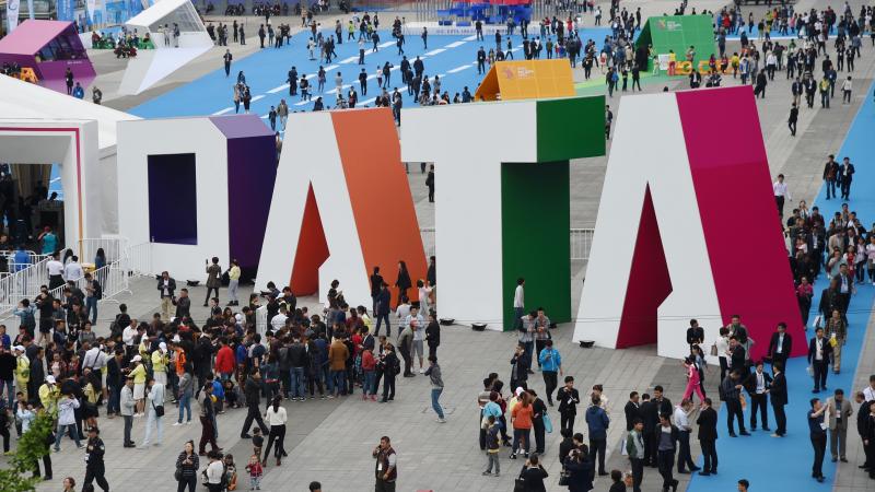Visitors walk past the giant word "Data" during the Guiyang International Big Data Expo 2016 in southwestern China. China says it's determined to be a leader in using artificial intelligence to sort through big data. U.S. officials say the Chinese efforts Visitors walk past the giant word "Data" during the Guiyang International Big Data Expo 2016 in southwestern China. China says it's determined to be a leader in using artificial intelligence to sort through big data. U.S. officials say the Chinese efforts