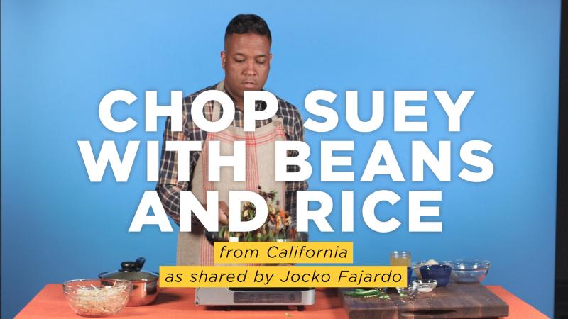 Joaquin "Jocko" Fajardo makes a spicy Mexican version of chop suey, a classic American Chinese dish. He tells us how his great-aunt learned to make the dish from the Asian employees at her Mexican restaurant in Los Angeles. Joaquin "Jocko" Fajardo makes a spicy Mexican version of chop suey, a classic American Chinese dish. He tells us how his great-aunt learned to make the dish from the Asian employees at her Mexican restaurant in Los Angeles.