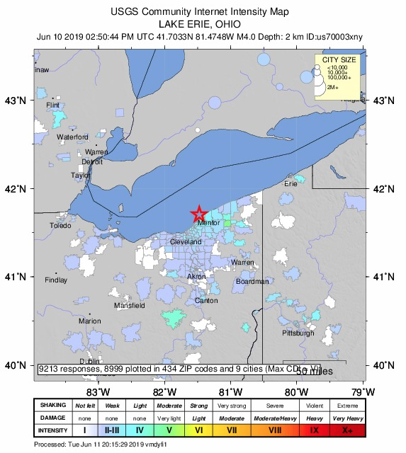 A 4.0 earthquake jostled communities near Cleveland on Monday. A 4.0 earthquake jostled communities near Cleveland on Monday.