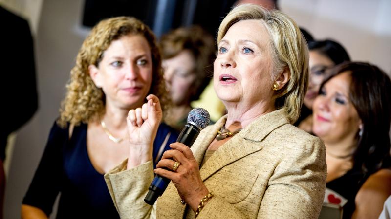 Hillary Clinton campaigns alongside former Democratic National Committee Chair Debbie Wasserman Schultz, in August 2016. Hillary Clinton campaigns alongside former Democratic National Committee Chair Debbie Wasserman Schultz, in August 2016.