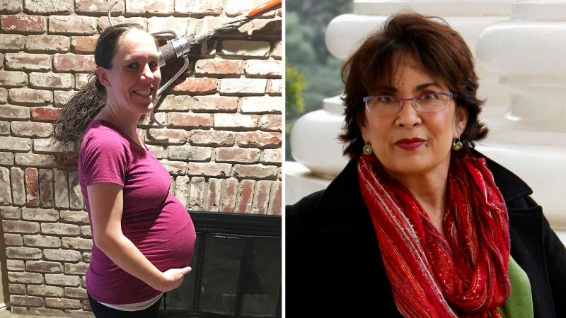 Audrey Degraaf (left) found out this summer that she's pregnant with triplets. Lorie Shelley gave birth to triplets — two boys and a girl — nearly 20 years ago. Audrey Degraaf (left) found out this summer that she's pregnant with triplets. Lorie Shelley gave birth to triplets — two boys and a girl — nearly 20 years ago.