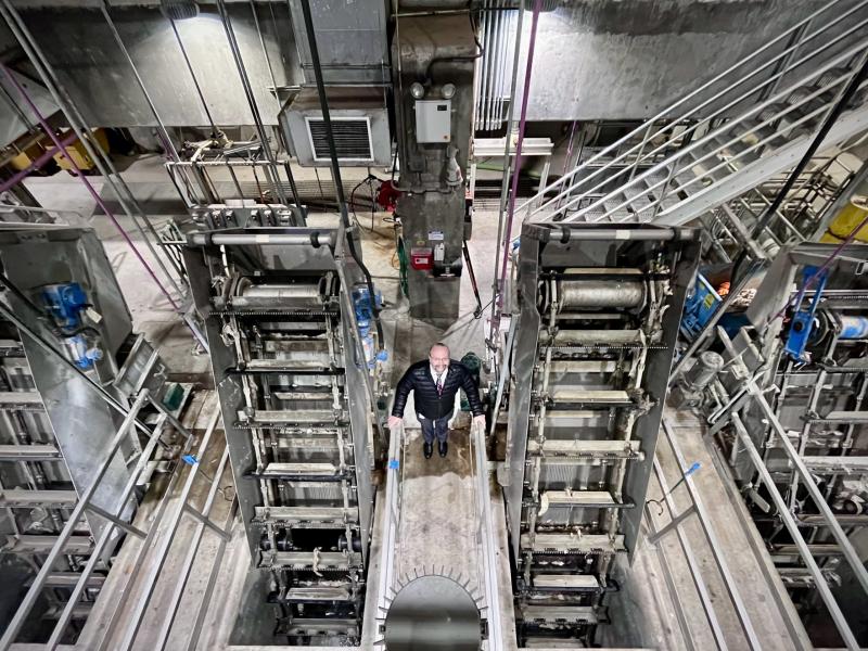 Pieter Van Ry, director of the South Platte Renew wastewater treatment facility in Englewood, Colo., stands surrounded by solid-waste separators. Pieter Van Ry, director of the South Platte Renew wastewater treatment facility in Englewood, Colo., stands surrounded by solid-waste separators.