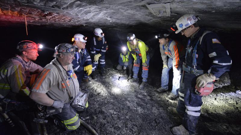 Mine-safety officials speak with workers at the Gibson North mine in Princeton, Ind., in 2015. Mine-safety officials speak with workers at the Gibson North mine in Princeton, Ind., in 2015.