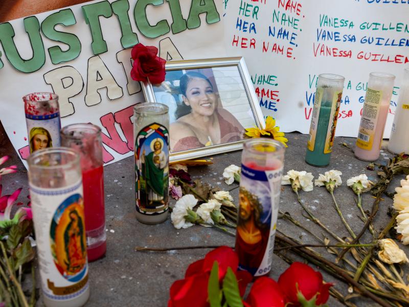 A picture of Army Spc. Vanessa Guillen is seen in Washington, D.C., in July. Congress is launching an investigation into her killing and other deaths at Fort Hood. A picture of Army Spc. Vanessa Guillen is seen in Washington, D.C., in July. Congress is launching an investigation into her killing and other deaths at Fort Hood.