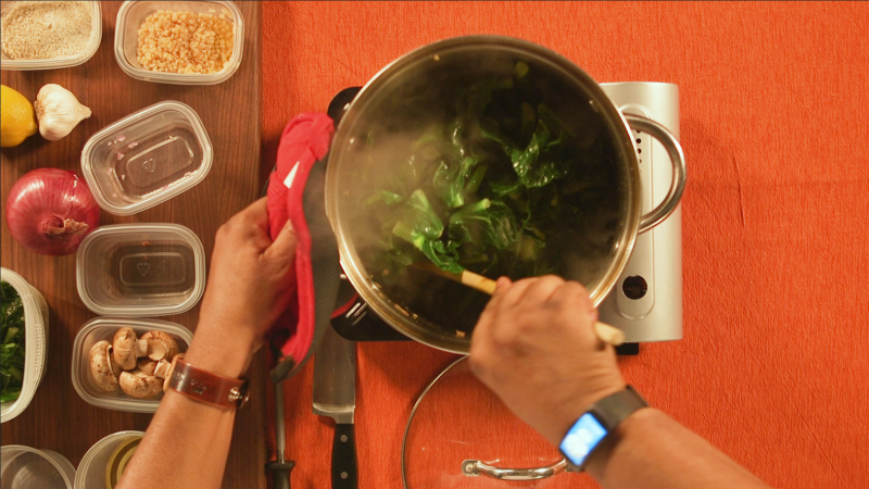 Chef Dadisi Olutosin makes collard greens, a beloved staple of the American South — but with a Caribbean-West African twist. Chef Dadisi Olutosin makes collard greens, a beloved staple of the American South — but with a Caribbean-West African twist.