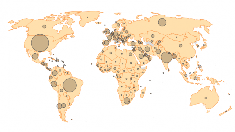 World map showing coronavirus cases by country (as of Aug. 2) World map showing coronavirus cases by country (as of Aug. 2)