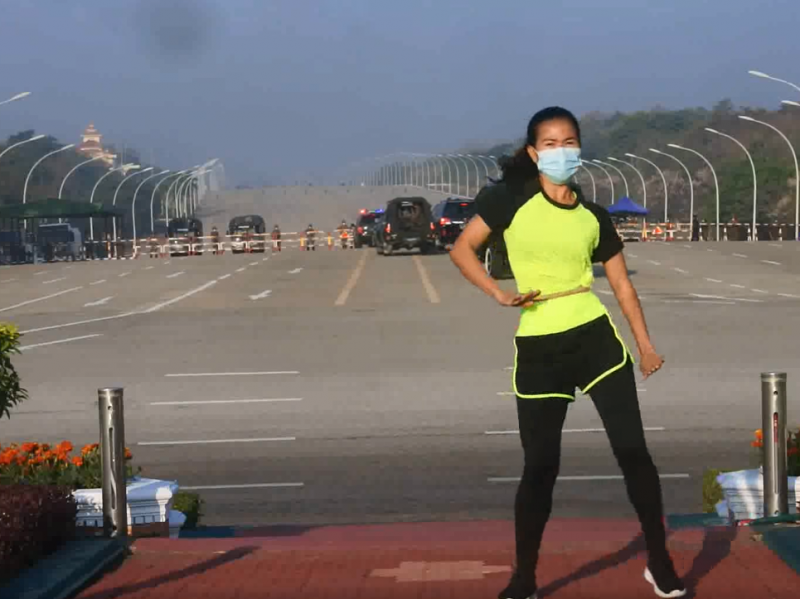 Khing Hnin Wai's video of herself dancing while seemingly unaware of Myanmar's military coup unfolding in the background has gone viral since Monday. Khing Hnin Wai's video of herself dancing while seemingly unaware of Myanmar's military coup unfolding in the background has gone viral since Monday.
