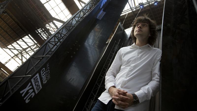 Dutch innovator Boyan Slat poses for a portrait next to the anchors of his plastic collecting system in 2017. The trash collection device deployed to corral plastic litter floating is not capturing any garbage. Dutch innovator Boyan Slat poses for a portrait next to the anchors of his plastic collecting system in 2017. The trash collection device deployed to corral plastic litter floating is not capturing any garbage.