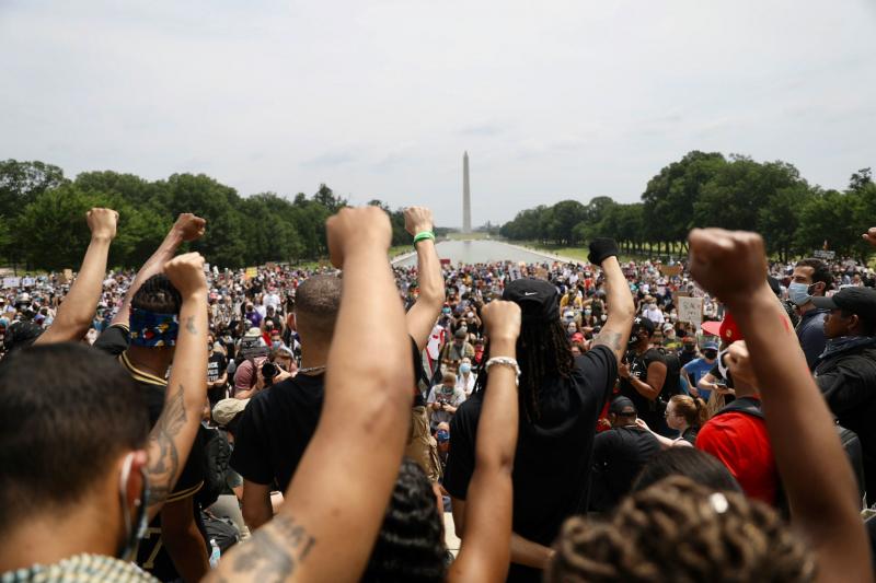 Protesters peacefully gather at the Lincoln Memorial on Saturday in Washington to call for action to end racial injustice. Protesters peacefully gather at the Lincoln Memorial on Saturday in Washington to call for action to end racial injustice.