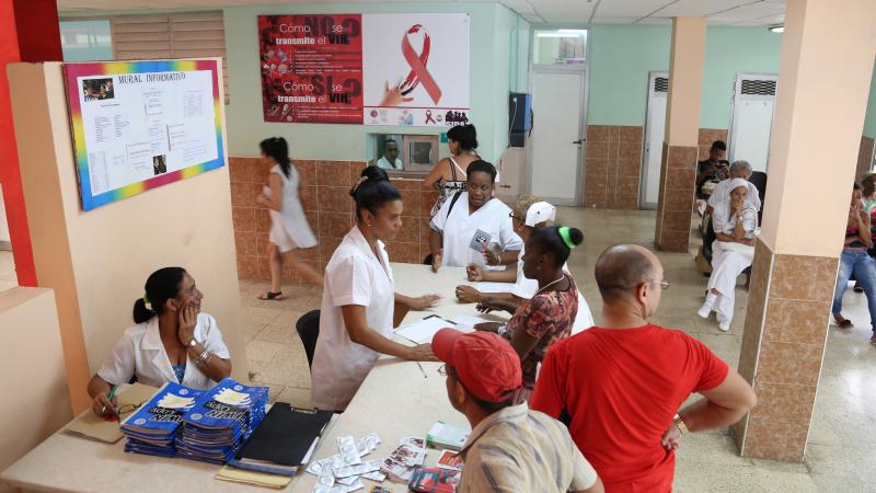 A pregnant woman in Cuba with HIV would be referred to a policlinico, like the one above, for specialized care. A pregnant woman in Cuba with HIV would be referred to a policlinico, like the one above, for specialized care.