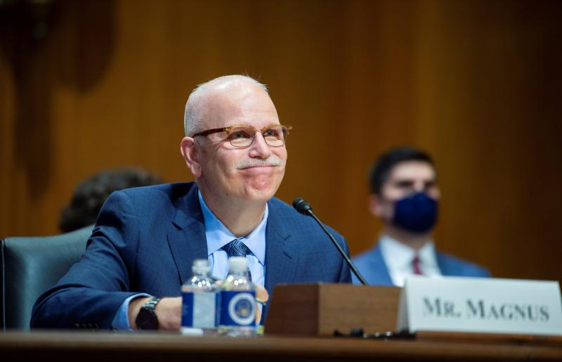 Chris Magnus testifies before the Senate Finance Committee on his nomination to be the next U.S. Customs and Border Protection commissioner, Tuesday, Oct. 19, on Capitol Hill in Washington, D.C. Chris Magnus testifies before the Senate Finance Committee on his nomination to be the next U.S. Customs and Border Protection commissioner, Tuesday, Oct. 19, on Capitol Hill in Washington, D.C.