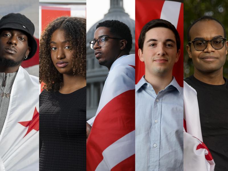 Leaders of the new generation of D.C.'s statehood movement: Ty Hobson-Powell, 25; Demi Stratmon, 22; Jamal Holtz, 22; Noah Wills, 24; and Jamari O'Neal, 21. Leaders of the new generation of D.C.'s statehood movement: Ty Hobson-Powell, 25; Demi Stratmon, 22; Jamal Holtz, 22; Noah Wills, 24; and Jamari O'Neal, 21.