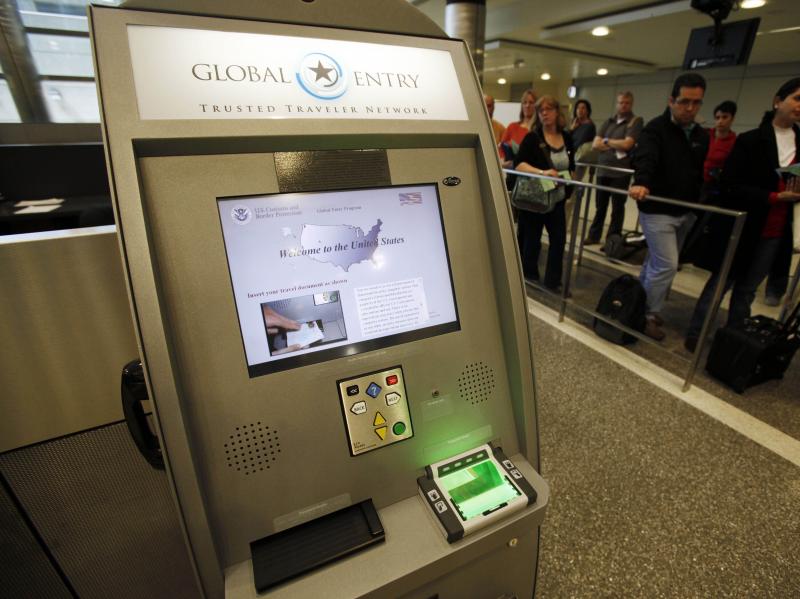 A Global Entry Trusted Traveler Network kiosk awaits arriving international passengers who are registered for the service at Los Angeles International Airport in 2010. A Global Entry Trusted Traveler Network kiosk awaits arriving international passengers who are registered for the service at Los Angeles International Airport in 2010.