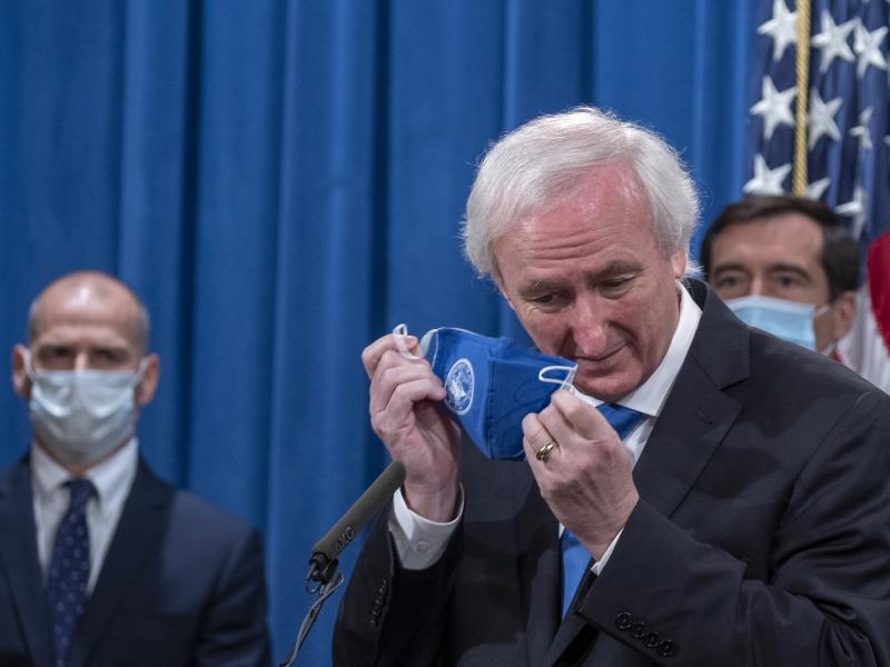 Deputy Attorney General Jeffrey Rosen announces the cybercrime allegations on Wednesday at the Justice Department. Deputy Attorney General Jeffrey Rosen announces the cybercrime allegations on Wednesday at the Justice Department.