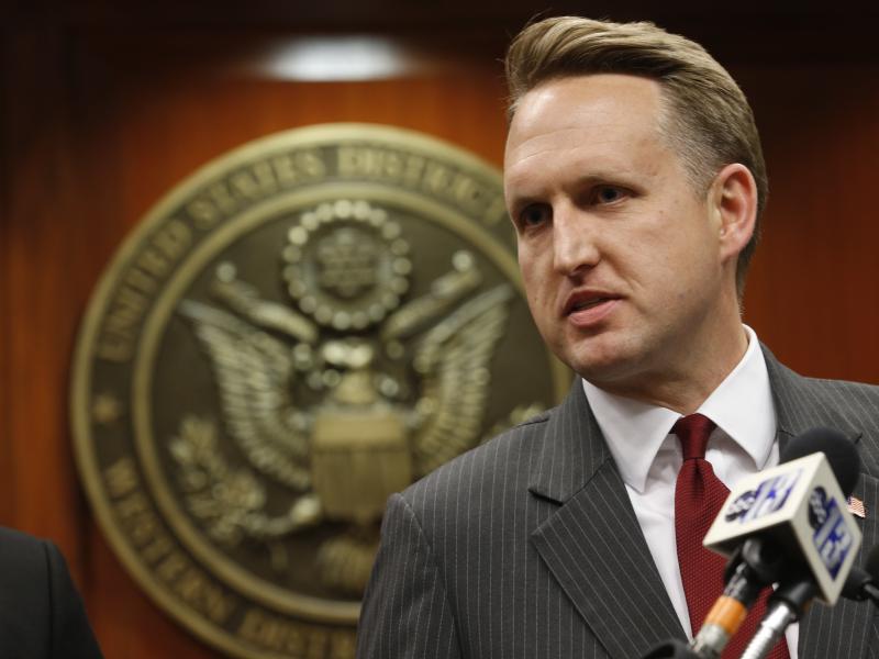 John Gore, the then-acting head of the Justice Department's Civil Rights Division, speaks during a 2018 news conference in Charlottesville, Va. John Gore, the then-acting head of the Justice Department's Civil Rights Division, speaks during a 2018 news conference in Charlottesville, Va.