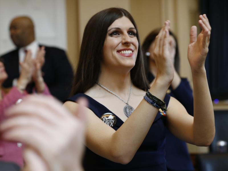 Delegate Danica Roem applauds visitors during opening ceremonies at the start of the 2019 session of the Virginia General Assembly in Richmond. The Virginia lawmaker, the first openly transgender U.S. state legislator, has written a new memoir in which sh Delegate Danica Roem applauds visitors during opening ceremonies at the start of the 2019 session of the Virginia General Assembly in Richmond. The Virginia lawmaker, the first openly transgender U.S. state legislator, has written a new memoir in which sh