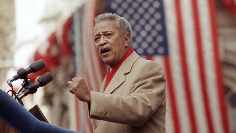 David Dinkins delivers his first speech as mayor of New York in 1990. Dinkins, New York City's first Black mayor, died Monday at 93. David Dinkins delivers his first speech as mayor of New York in 1990. Dinkins, New York City's first Black mayor, died Monday at 93.