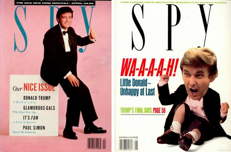 Two Spy covers feature Donald Trump, who was frequently criticized in the magazine by co-creators Kurt Andersen and Graydon Carter. Two Spy covers feature Donald Trump, who was frequently criticized in the magazine by co-creators Kurt Andersen and Graydon Carter.