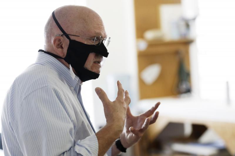 Michael Conley, who is deaf, models a mask that has a transparent panel in San Diego on June 3. Face coverings can make communication harder for people who rely on reading lips, and that has spurred a slew of startups and volunteers to make masks with pla Michael Conley, who is deaf, models a mask that has a transparent panel in San Diego on June 3. Face coverings can make communication harder for people who rely on reading lips, and that has spurred a slew of startups and volunteers to make masks with pla