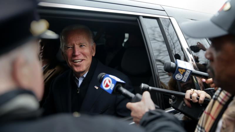 Former Vice President Joe Biden leaves after addressing striking workers at the Stop & Shop in the Dorchester neighborhood of Boston on April 18. He is expected to launch a presidential campaign within days. Former Vice President Joe Biden leaves after addressing striking workers at the Stop & Shop in the Dorchester neighborhood of Boston on April 18. He is expected to launch a presidential campaign within days.