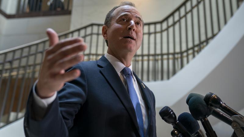 Rep. Adam Schiff (D-Calif.), chairman of the House Intelligence Committee, speaks with reporters about a whistleblower complaint on Thursday. Rep. Adam Schiff (D-Calif.), chairman of the House Intelligence Committee, speaks with reporters about a whistleblower complaint on Thursday.