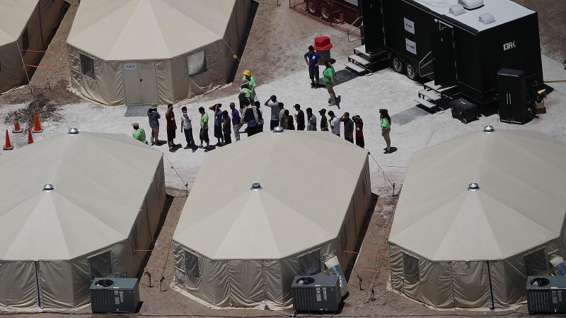 Children and workers are seen at a tent encampment on June 19, 2018 in Tornillo, Texas. The Trump administration is using the tent facility to house immigrant children separated from their parents. Children and workers are seen at a tent encampment on June 19, 2018 in Tornillo, Texas. The Trump administration is using the tent facility to house immigrant children separated from their parents.