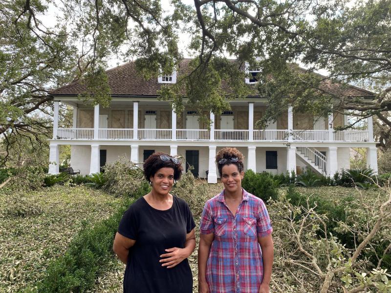 Jo (left), Joy Banner and their parents fled to the Big House on the Whitney Plantation to ride out Hurricane Ida last Sunday. They say their enslaved ancestors helped build the house. Jo (left), Joy Banner and their parents fled to the Big House on the Whitney Plantation to ride out Hurricane Ida last Sunday. They say their enslaved ancestors helped build the house.
