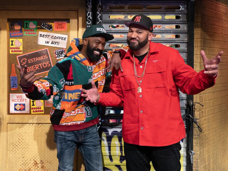 (L-R) Desus Nice and The Kid Mero in DESUS & MERO "Su-Su-Sucio". Photo Credit: Greg Endries/SHOWTIME. (L-R) Desus Nice and The Kid Mero in DESUS & MERO "Su-Su-Sucio". Photo Credit: Greg Endries/SHOWTIME.