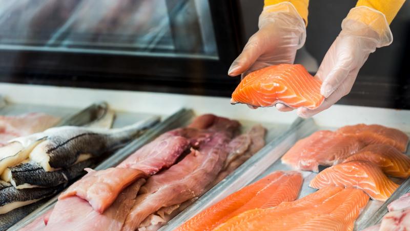 Fresh fish fillets for sale in a display case. Concerns over animal welfare have led to changes in recent years in raising livestock. But seafood has been missing from the conversation. One group aims to change that. Fresh fish fillets for sale in a display case. Concerns over animal welfare have led to changes in recent years in raising livestock. But seafood has been missing from the conversation. One group aims to change that.
