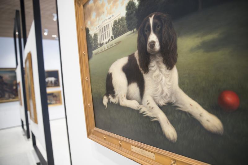 The painting "Millie on the South Lawn" by Christine Merrill hangs at the American Kennel Club Museum of the Dog. The painting "Millie on the South Lawn" by Christine Merrill hangs at the American Kennel Club Museum of the Dog.