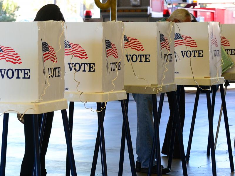 A polling place in Los Angeles. A polling place in Los Angeles.